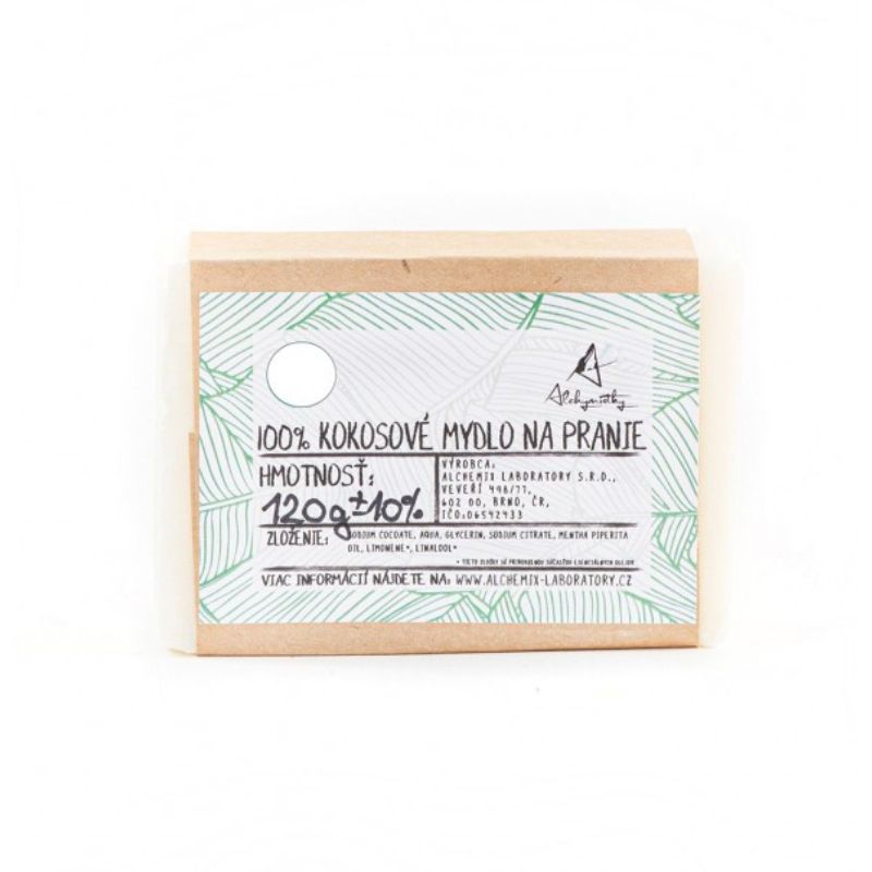Alchymistky Kokosové mydlo na pranie bez vône, pevné 120 g