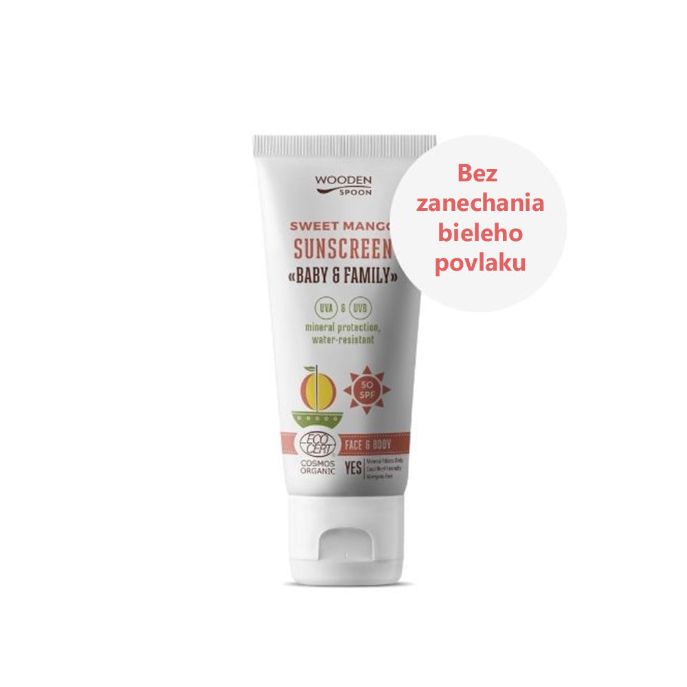 Wooden Spoon MANGO Opaľovacie telové mlieko SPF 50 Baby & Family 100 ml
