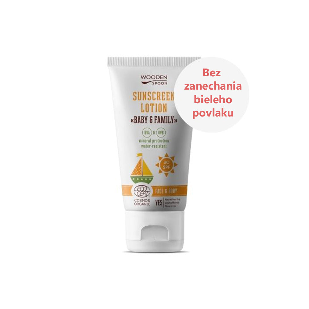 Wooden Spoon Opaľovacie telové mlieko SPF 30 Baby & Family 150 ml