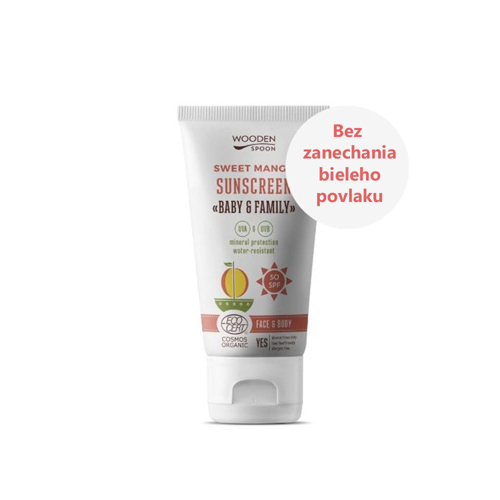 Wooden Spoon MANGO Opaľovacie telové mlieko SPF 50 Baby & Family 150 ml